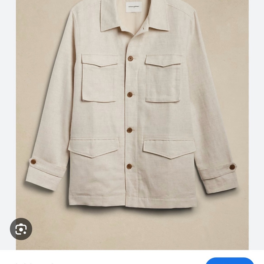 Banana Republic Cream Eccru Lightweight Linen Field Jacket